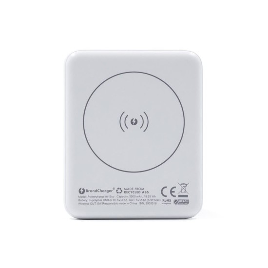 MagSafe Uyumlu 5.000 mAh Geri Dönüştürülmüş ABS Kablosuz Powerbank - Beyaz