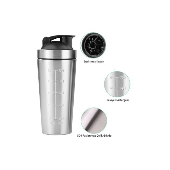 Çelik Sporcu Matarası ve Protein Shaker