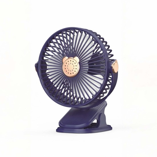 LED Işıklı ve Klipsli Şarjlı Masaüstü Fan - 5 Kademeli Taşınabilir USB Vantilatör