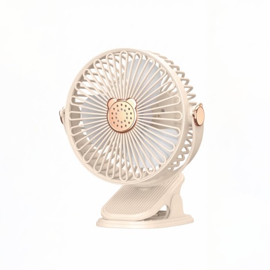 LED Işıklı ve Klipsli Şarjlı Masaüstü Fan - 5 Kademeli Taşınabilir USB Vantilatör
