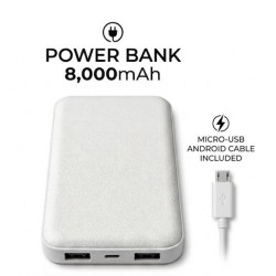 8000 mAh Ultra Portatif Powerbank - Led Göstergeli Beyaz Şarj Cihazı