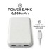 8000 mAh Ultra Portatif Powerbank - Led Göstergeli Beyaz Şarj Cihazı