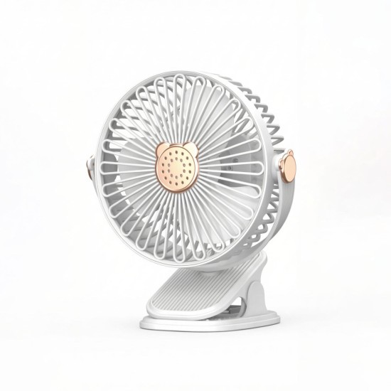 LED Işıklı ve Klipsli Şarjlı Masaüstü Fan - 5 Kademeli Taşınabilir USB Vantilatör
