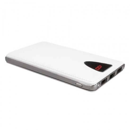 10000 Mah 3 USB Çıkışlı Ekranlı Fener Özellikli Beyaz Work Powerbank