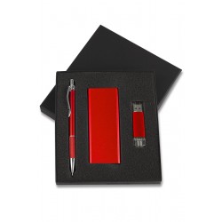3000 mah Powerbank Kalem 16 GB OTG Bellek Promosyon Kırmızı Set