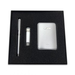 Lüks Promosyon Hediye Seti: Powerbank, Metal Roller Kalem ve OTG USB Bellek