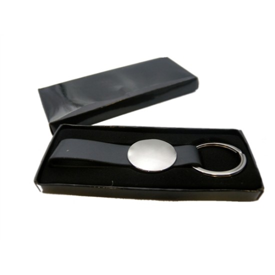 Oval Metal Gövdeli Deri Anahtarlık