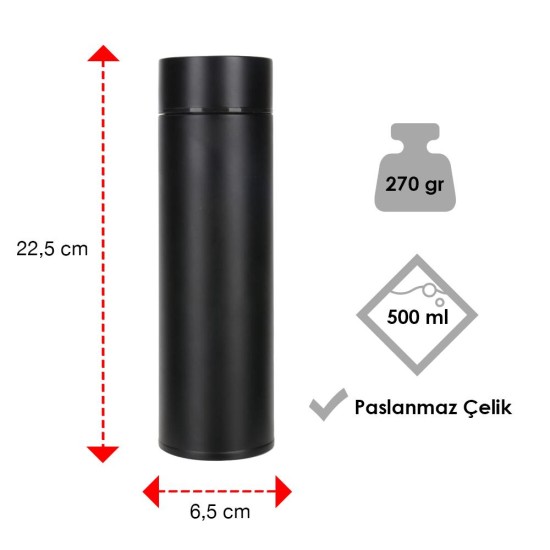 TRM-014 500 ML Çelik Vakumlu Led Sıcaklık Göstergeli Termos